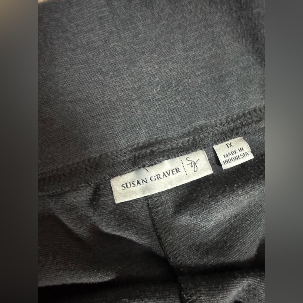 Susan Graver Charcoal Gray Pull-On Knit Pants 1X Stretch Straight Leg Lounge - Picture 5 of 6
